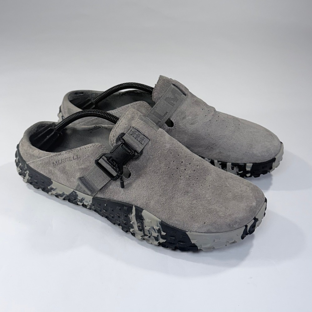 Merrell Wrapt Slide Shoes Mens 12 Grey Suede Camo Barefoot Mule Slip On Clog